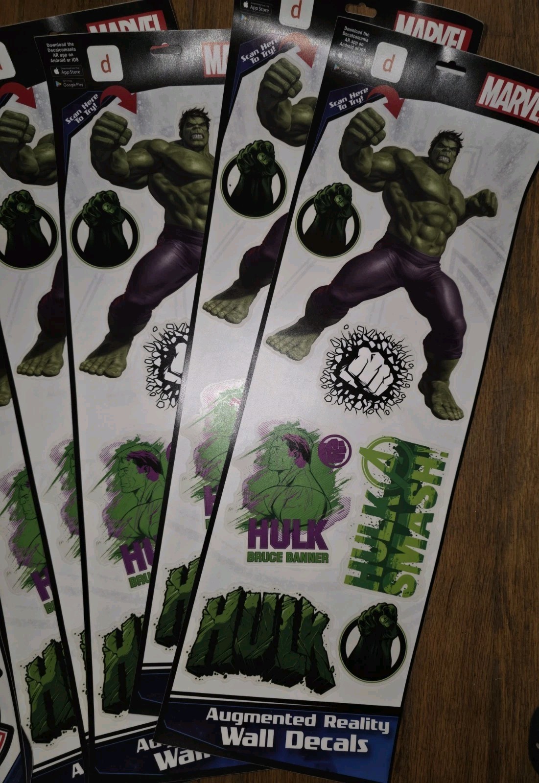 Lot Of 12 Marvel HULK & Spider-Man Augmented Reality Peel & Stick Vinyl Decals