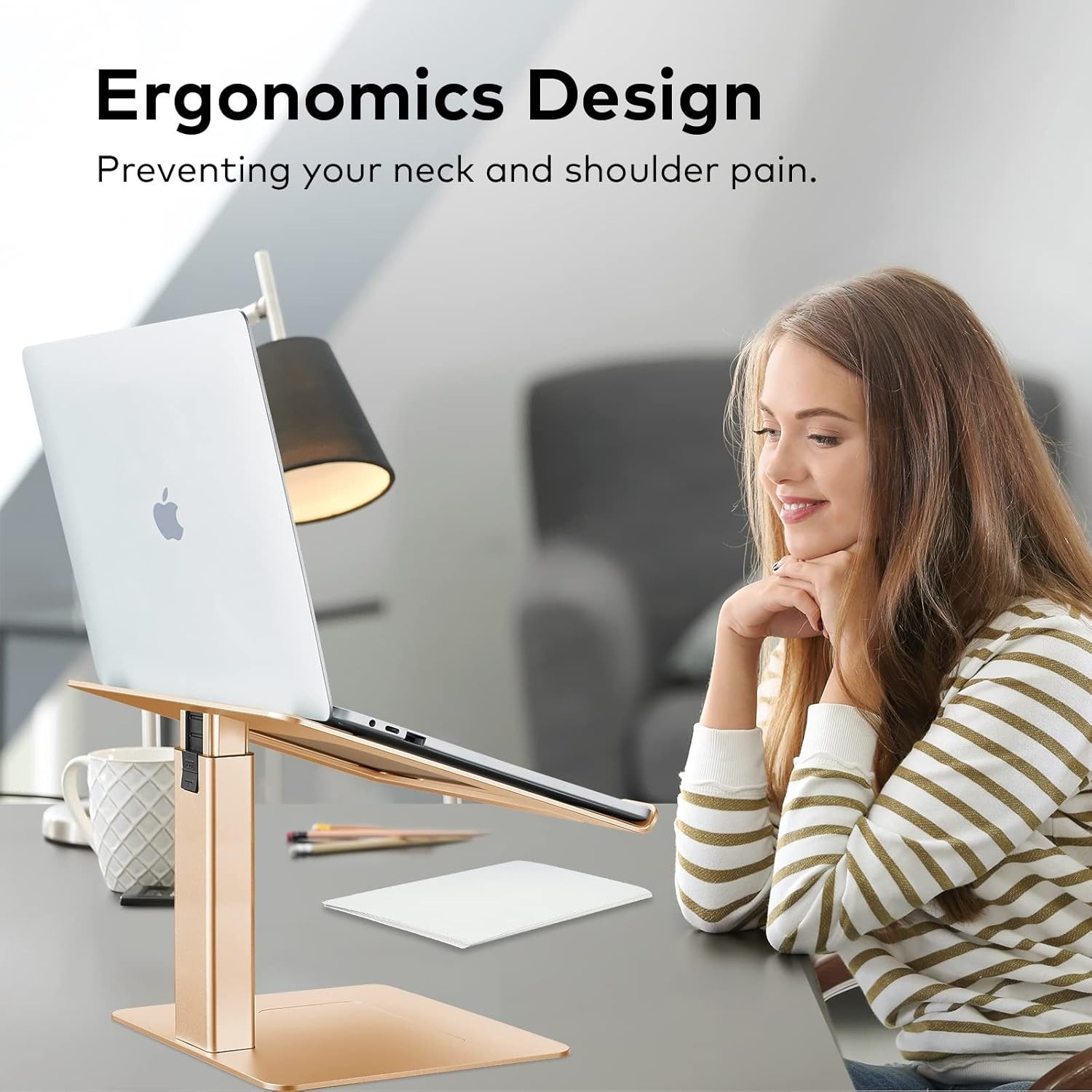 Laptop Stand for Desk, Ergonomic Aluminum Laptop Stand Adjustable Height from…