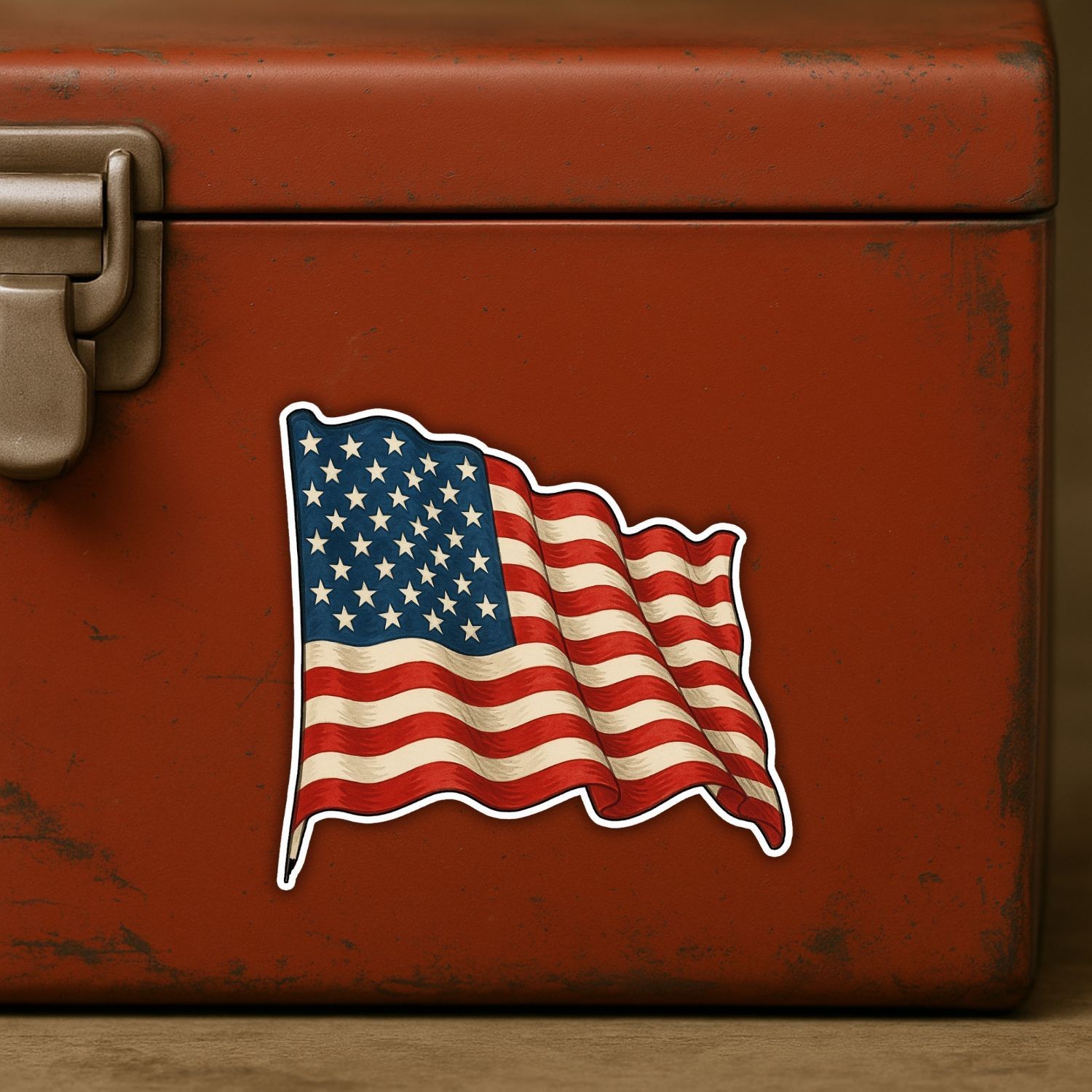 4PCS Waving American Flag Stickers – Patriotic USA Stars and Stripes Vinyl Decal
