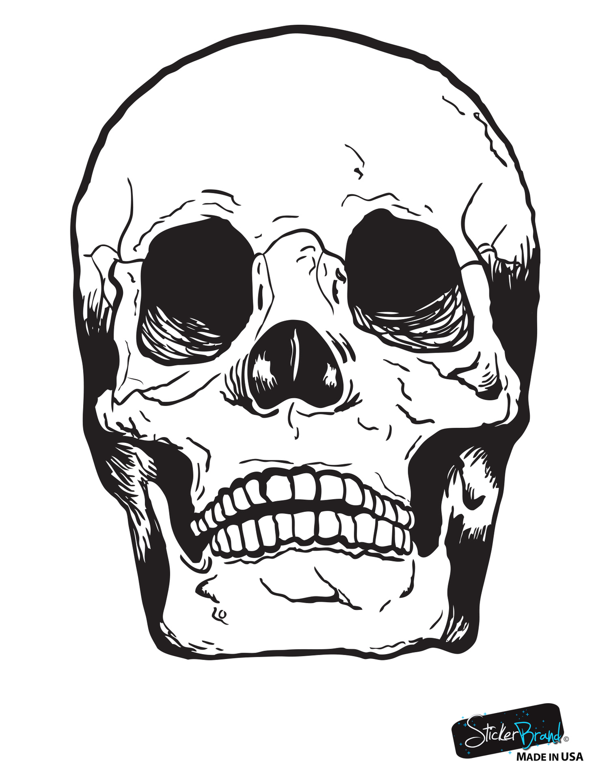 Stickerbrand Wall Decal Big Skeleton Skull Head Bones #127