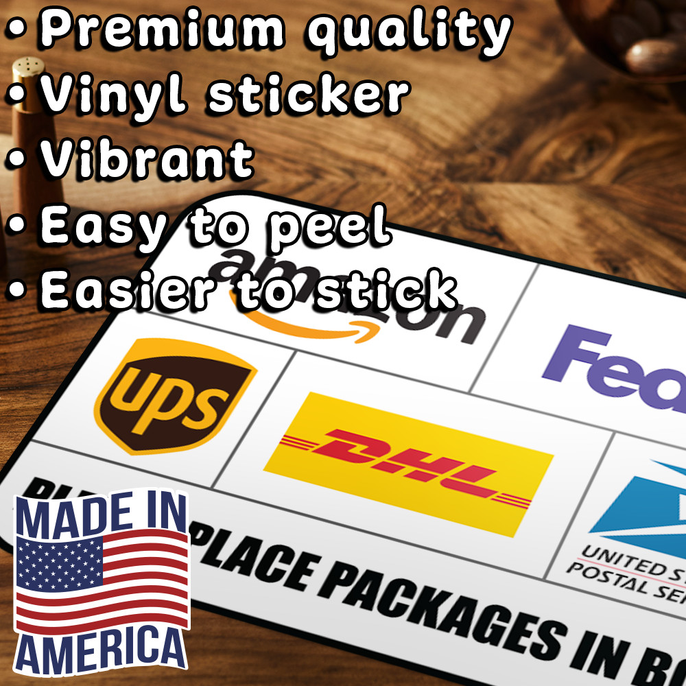 2-Pcs Please Place Packages In Box Delivery Sign Sticker Amazon FedEx Vinyl