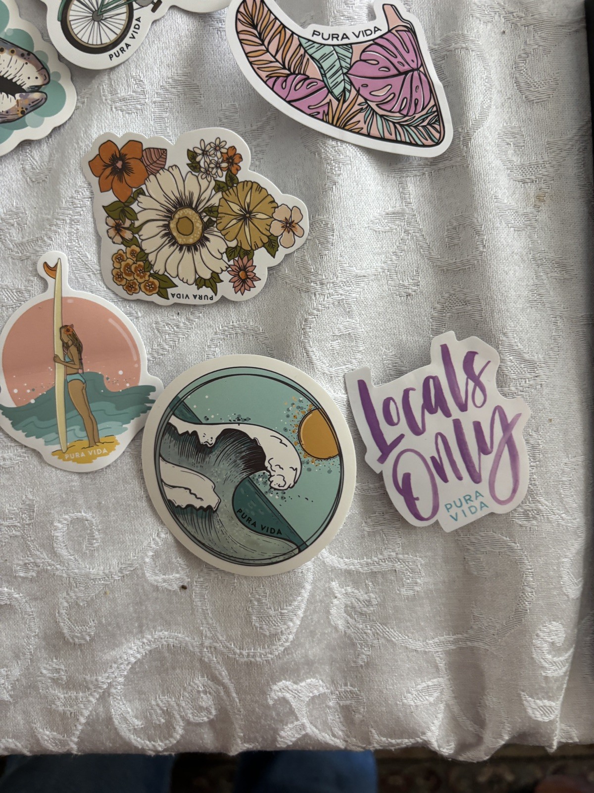 Pura Vida Sticker Lot Of 20 Logo Beach Island Themed and 9 bags and box