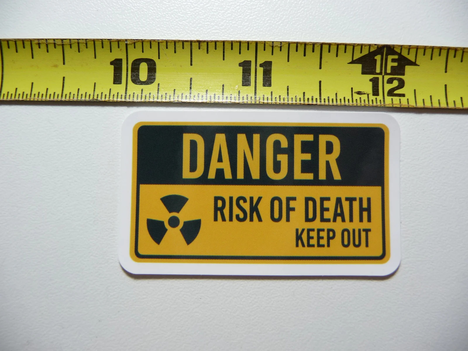 DANGER RISK OF DEATH KEEP OUT SMALL STICKER DECAL BUSINESS COMPANY POLICY