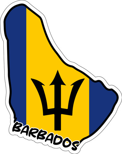 Barbados Map Flag Sticker Decal