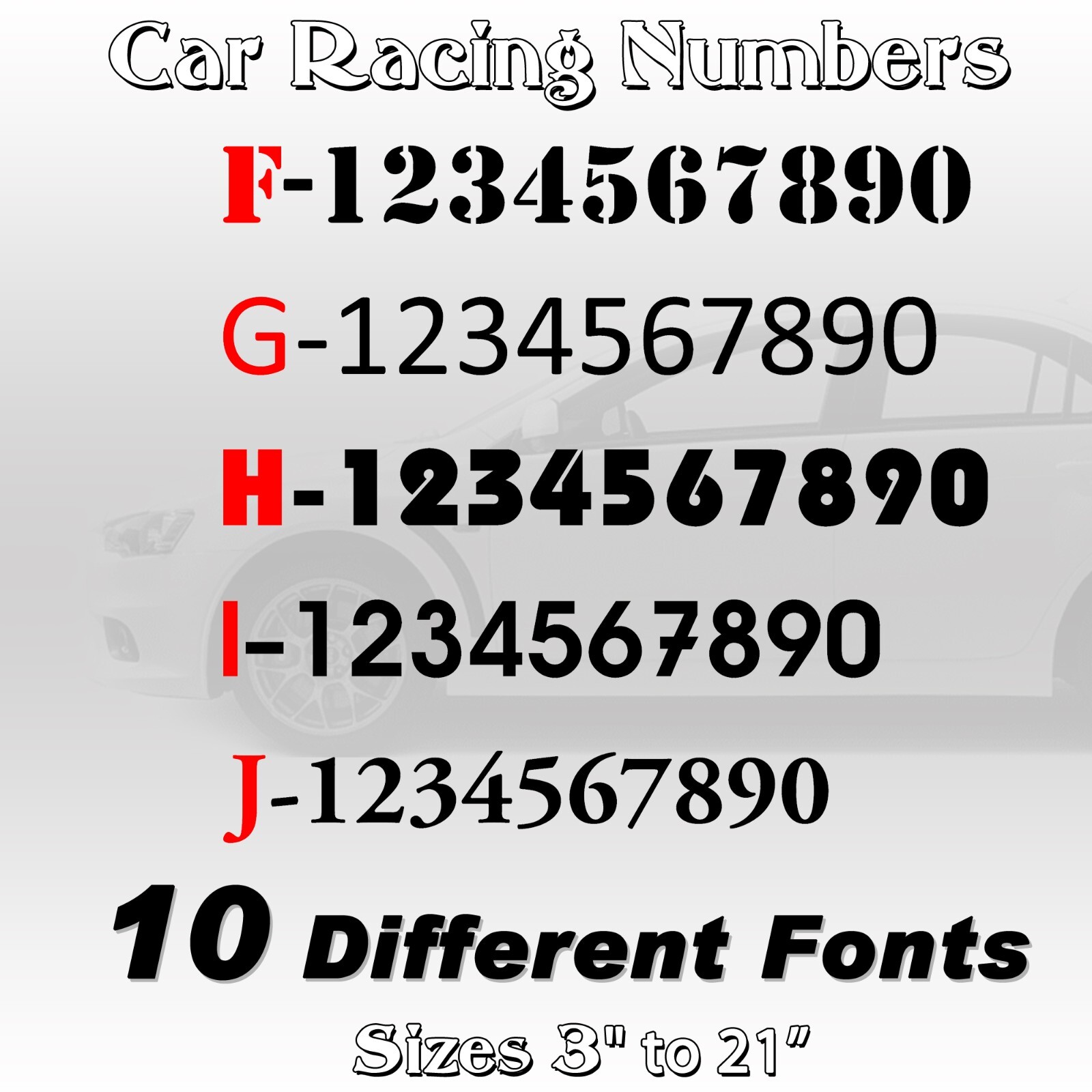2 pack Racing Car numbers circle door custom number rally sport die-cut decal V2