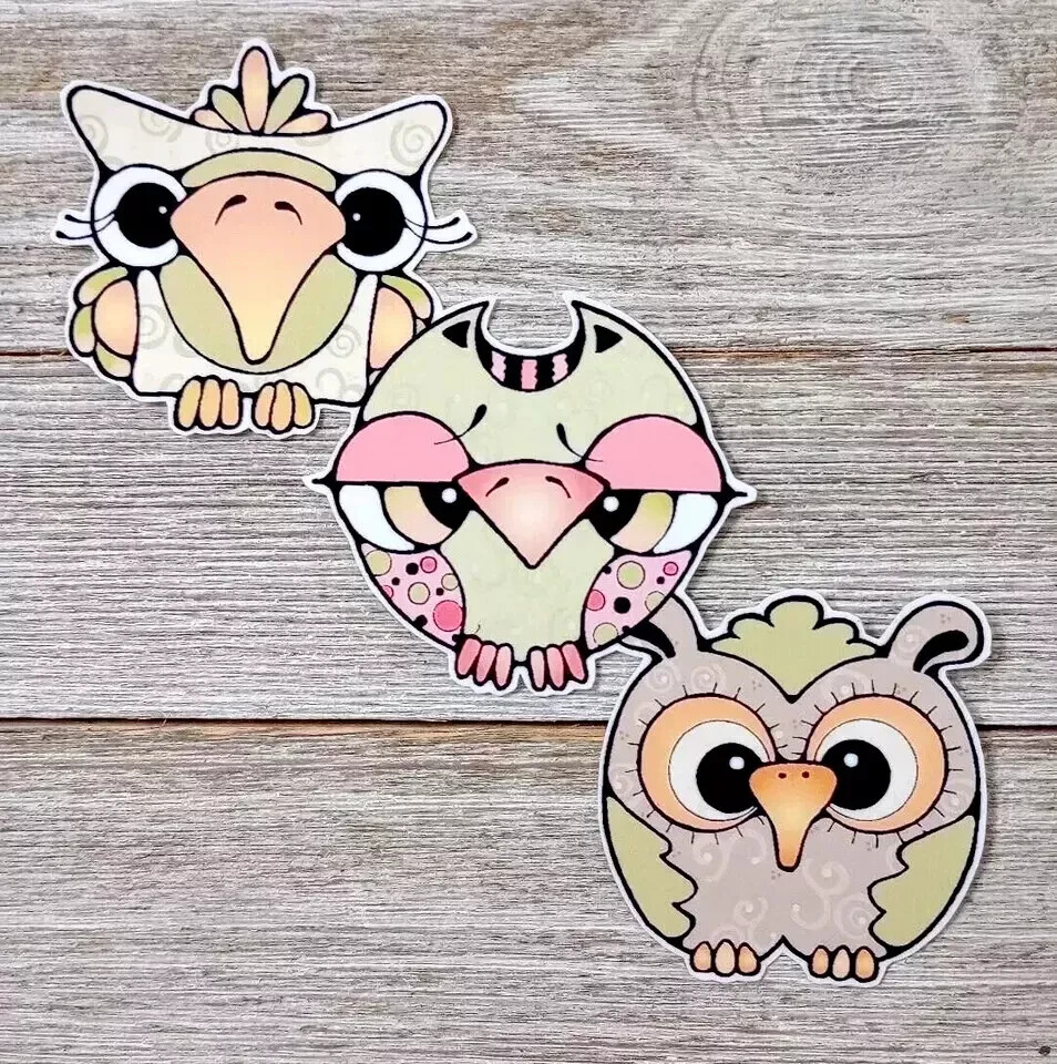 owl bird trio wall safe sticker 6 inch