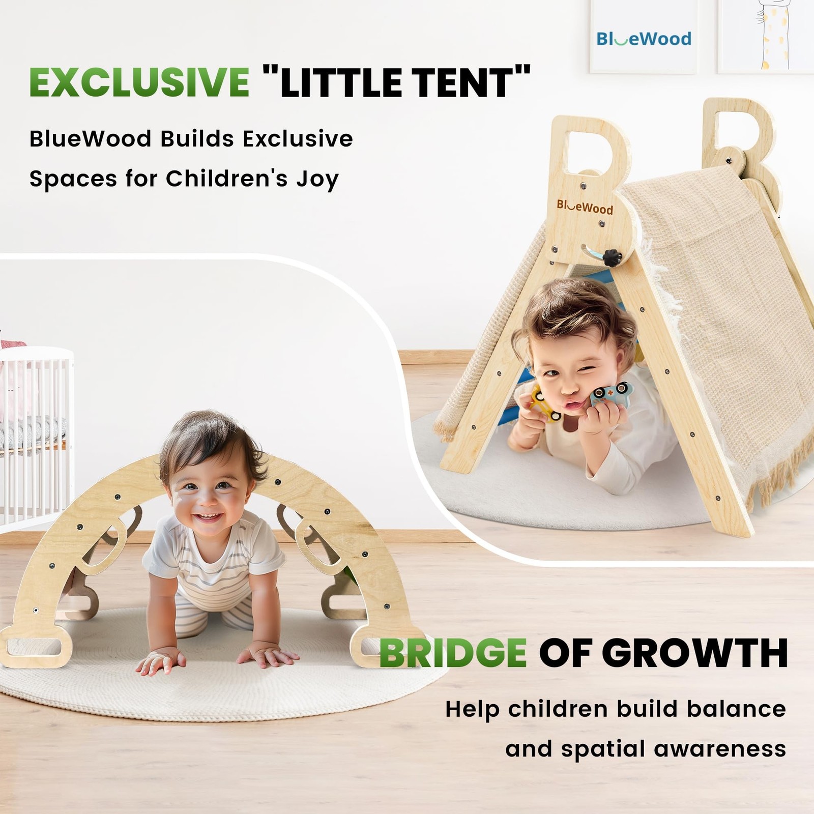 BlueWood Pikler Triangle Set – Sky Blue w/Car-Sky Blue
