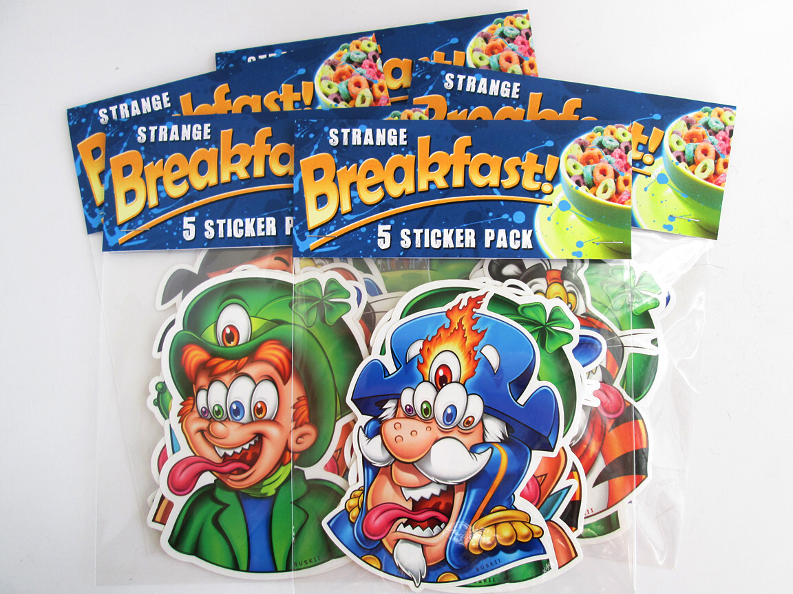Pop Art 5 Stickers Pack Cereal Characters Strange Breakfast Laptop Bumper Glass