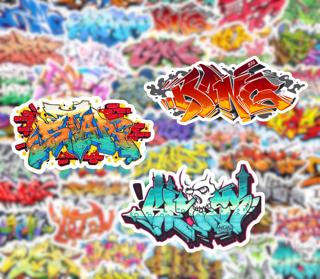 25/50 Graffiti Art Sticker Pack – Waterproof Vinyl – Hip-Hop B-Boy Rap 80's