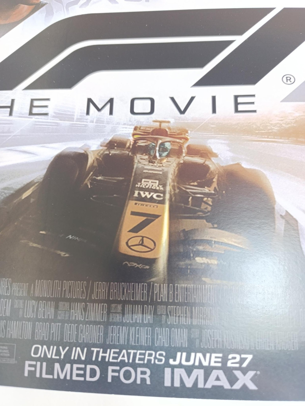 F1 Movie Poster Final Version 2025 Brad Pitt White 300 gr Paper A3 A4