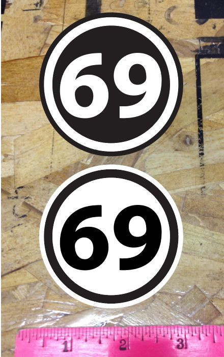 69 Circle Vinyl Decal Sticker 3" Car Truck – 2 for 1