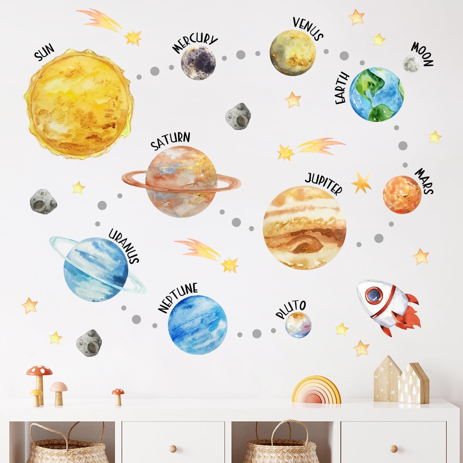 Mfault Watercolor Space Galaxy Wall Decals