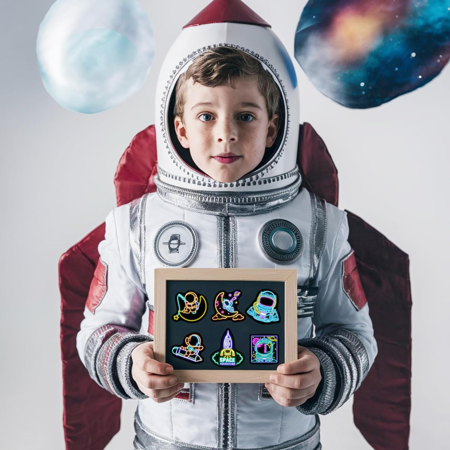50 Pcs Glow in the Dark Space Themed Neon Stickers for Kids, Adults Waterproof