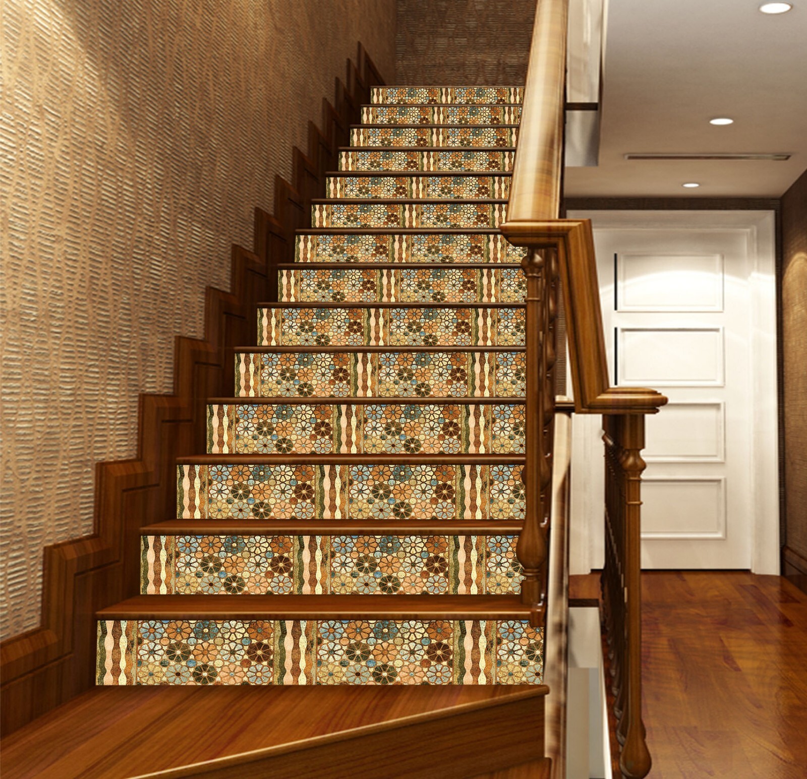 3D Retro Flower ZHU476 Stairs Risers Decoration Photo Mural Vinyl Wallpaper Amy