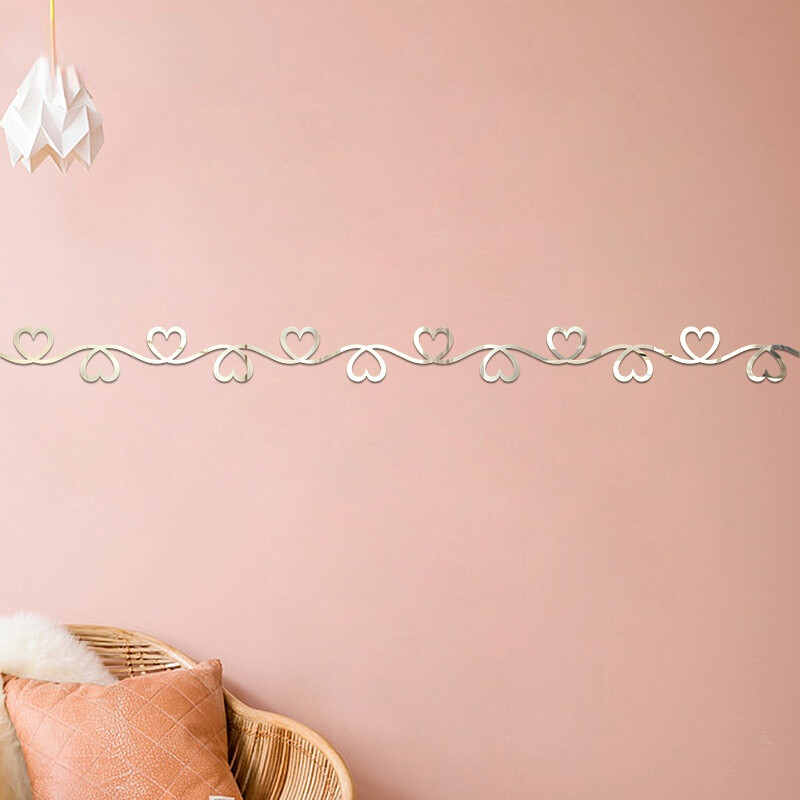 3D Acrylic Mirror Waistline Wall Sticker Trim Strip Home Window Glass Door Decal