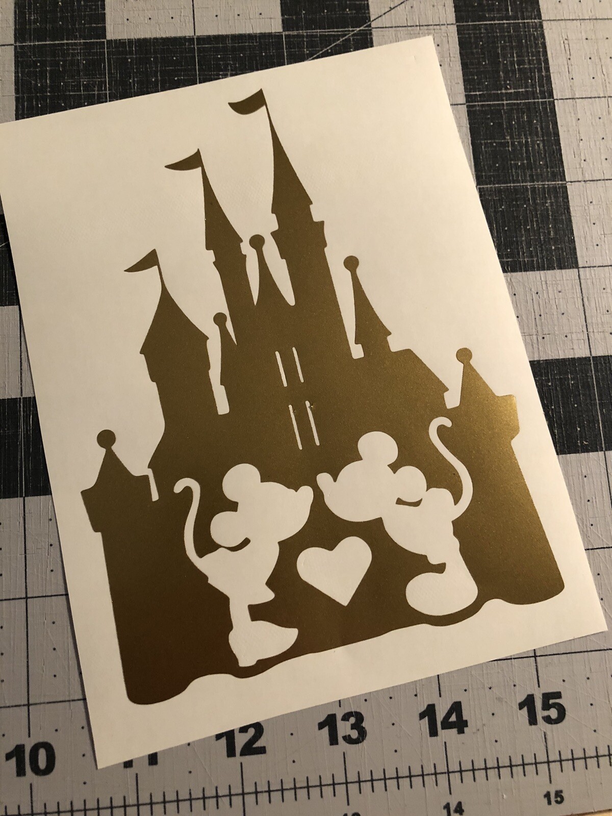 Vinyl Decal for Window – Mickey & Minnie Mouse w/ Cinderella's Castle (Disney)