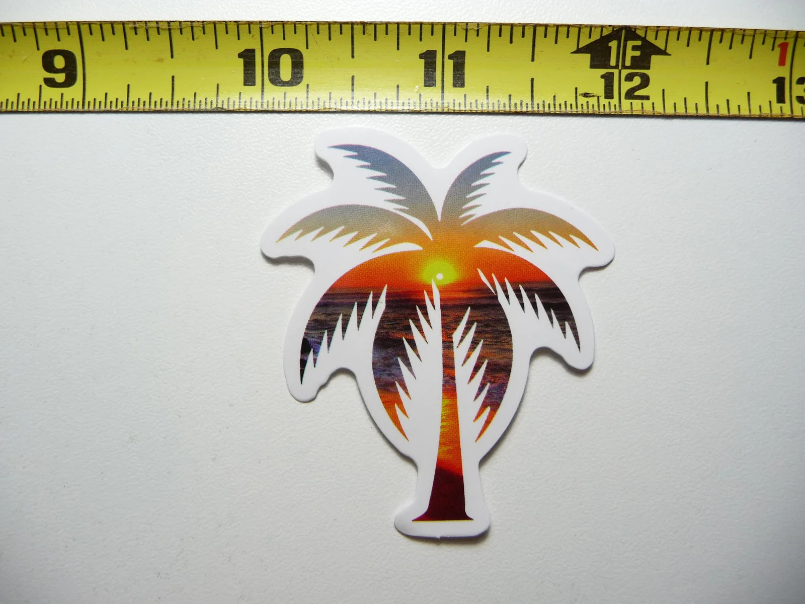 PALM TREE WITH SUNSET INSIDE SMALL STICKER DECAL TROPIC SCENE VACATION TRIP