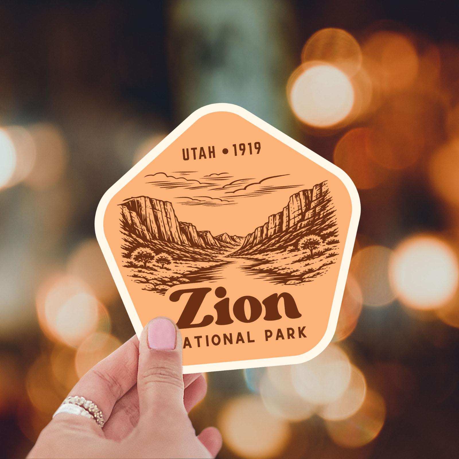 Zion National Park Sticker Retro Utah Travel Vinyl Decal Badge