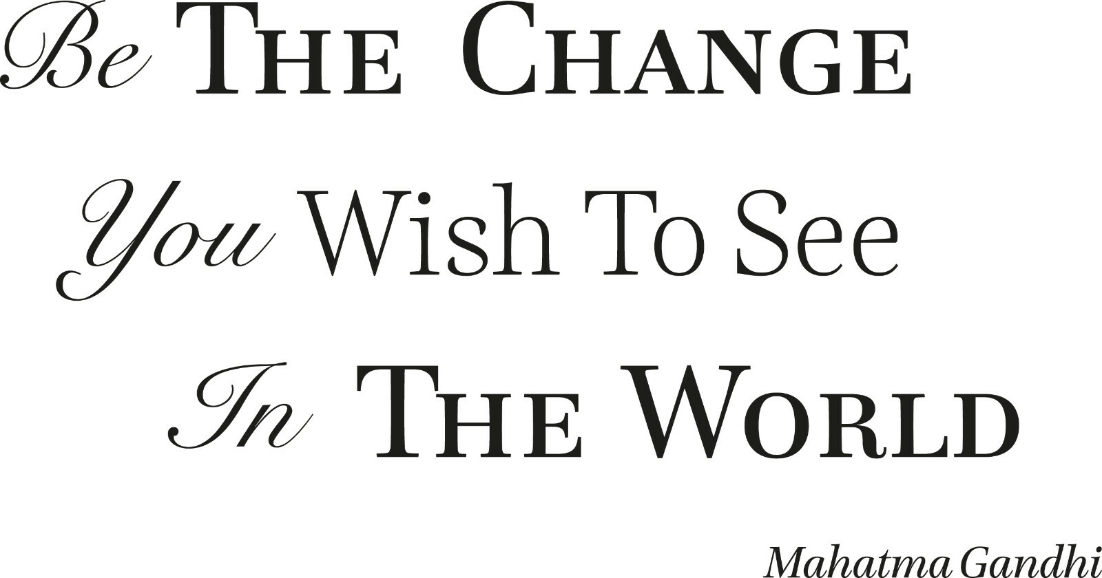 Wall Decal Gandhi Motivation Phrase World Change Vinyl Decor Black gz450