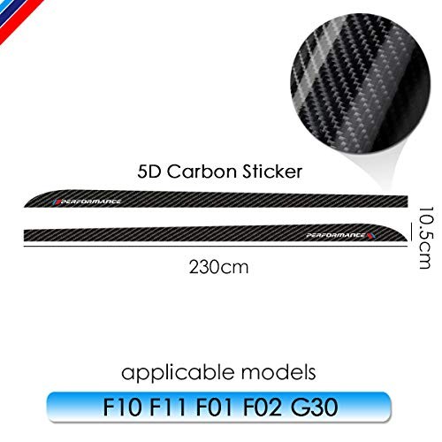 2pieces Glossy 5d Carbon Fibre Vinyl Performance Side Skirt Racing Stripes De…