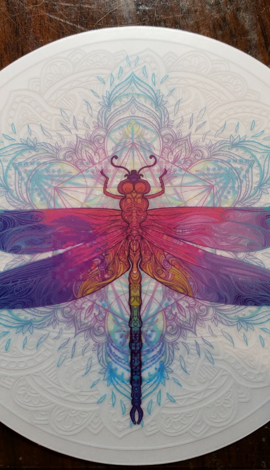 Dragonfly Mandala Sticker Clear Vinyl 3 inch