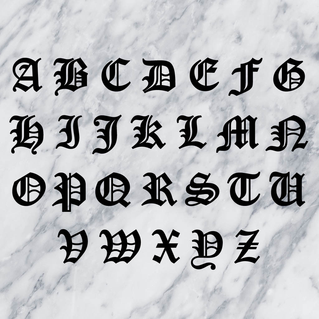 Old English Wedding Letter Initial Frosted Etched Vinyl Sticker Decal 3"-5" (e)