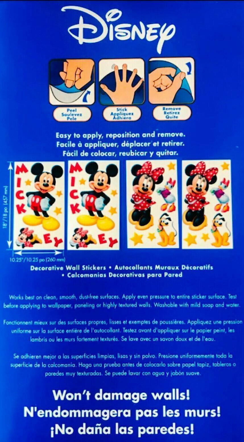 34Piece Mickey Minnie Mouse Removable Sticker Wall Decals for Boys & Girls Room