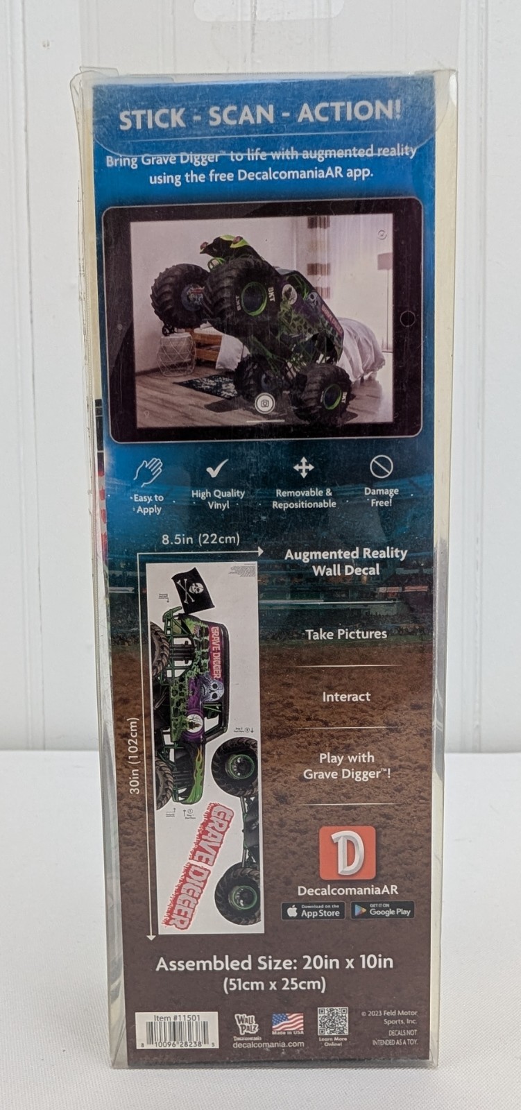 Decalcomania Monster Jam Grave Digger Wall Decal Augmented Reality Easy to Apply