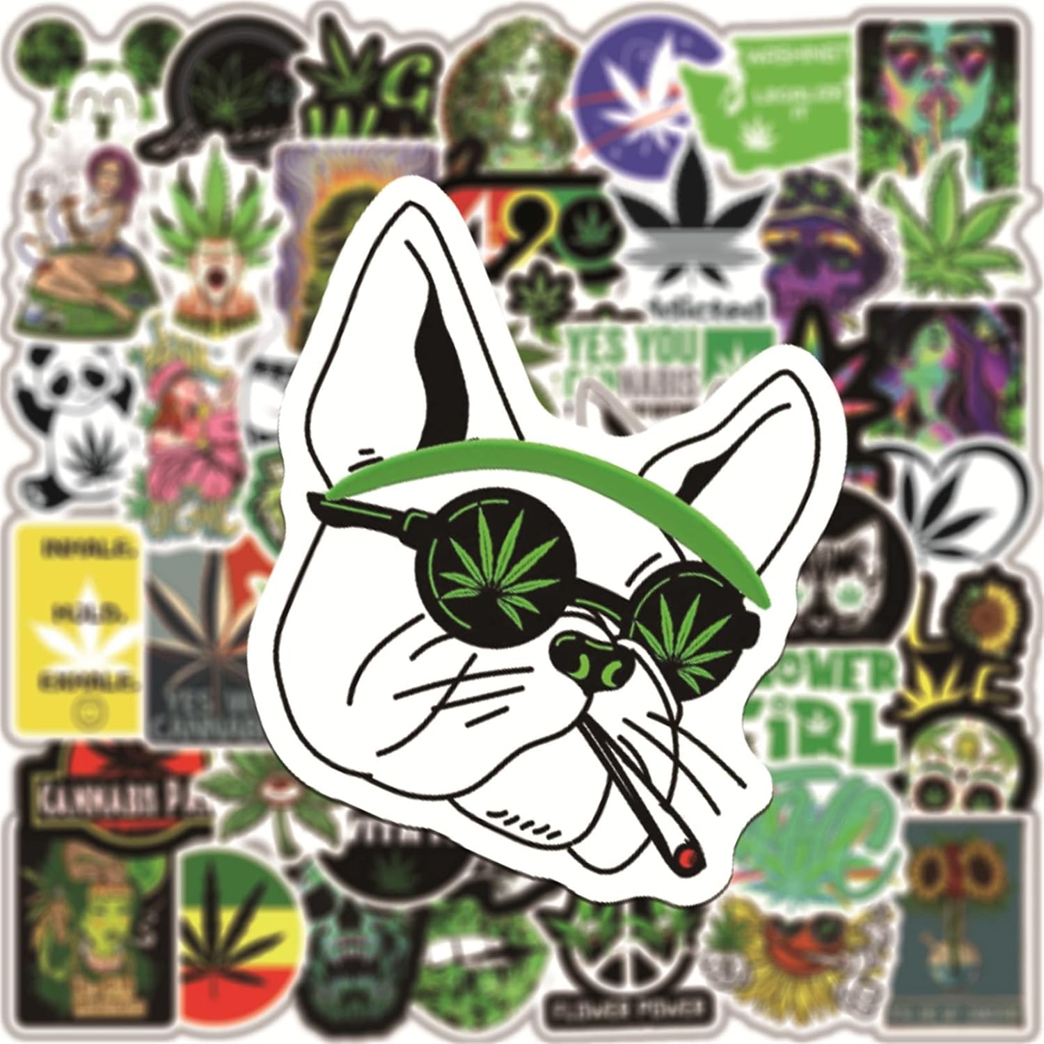Weed Stickers for Adults, 50PCS Plant Vinyl Waterproof Sitckers