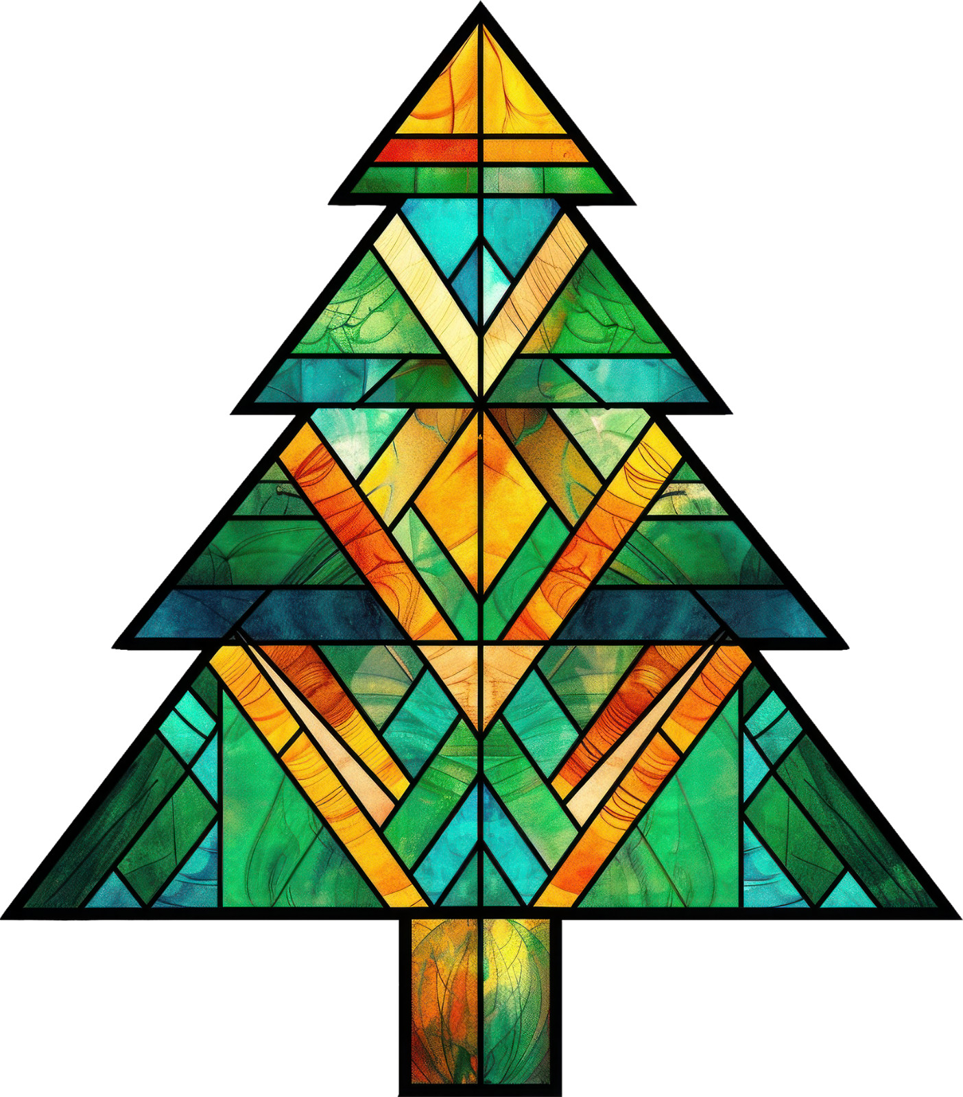 Christmas Tree Stained Glass Wall Decal Sticker 18X18cm Large