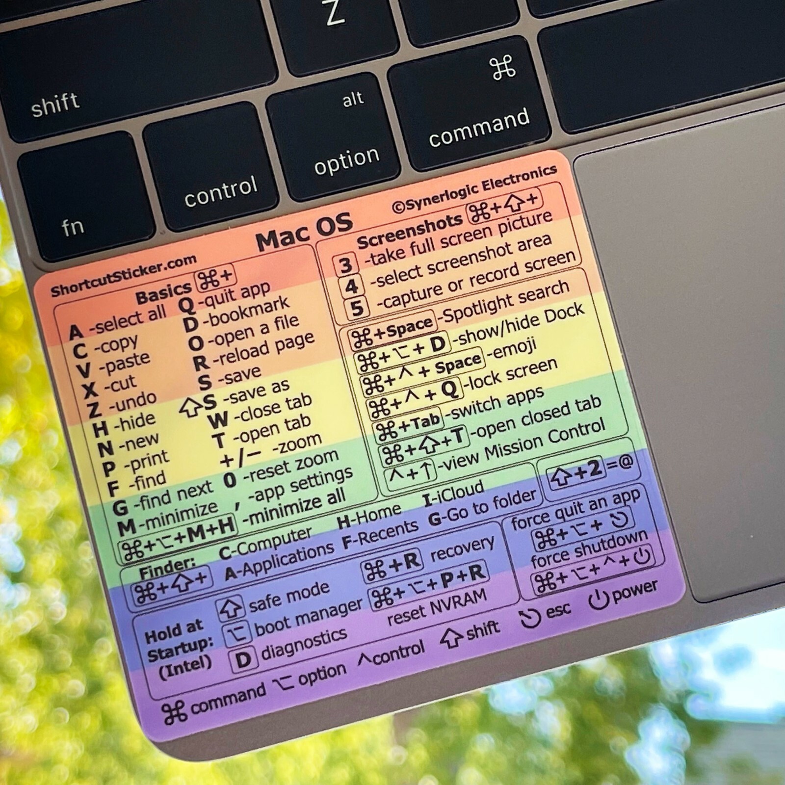 SYNERLOGIC Apple MacBook Shortcut VINYL Sticker Mac OS commands