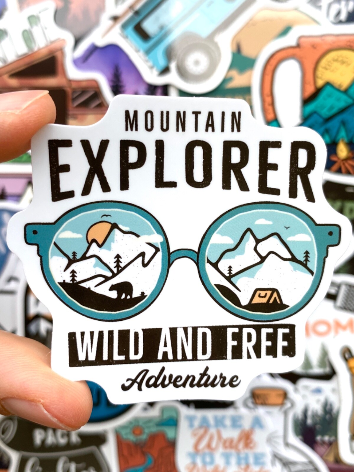 5-100 pcs Hiking Adventure Camping Outdoor Travel Stickers, Vinyl Laptop Decals