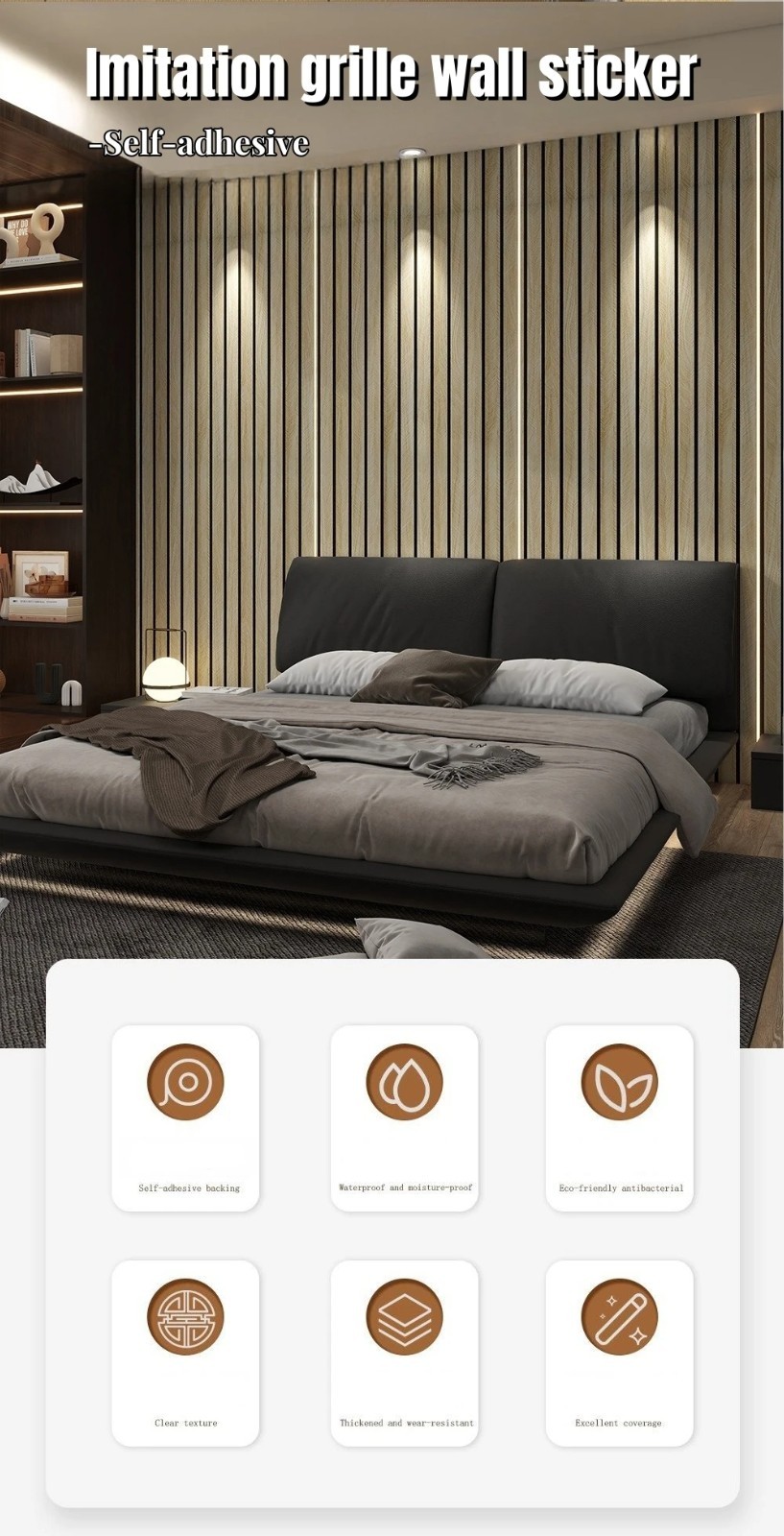 Imitation Wall Stickers Pvc Waterproof Wood 40cm Realistic Easily Removable Self