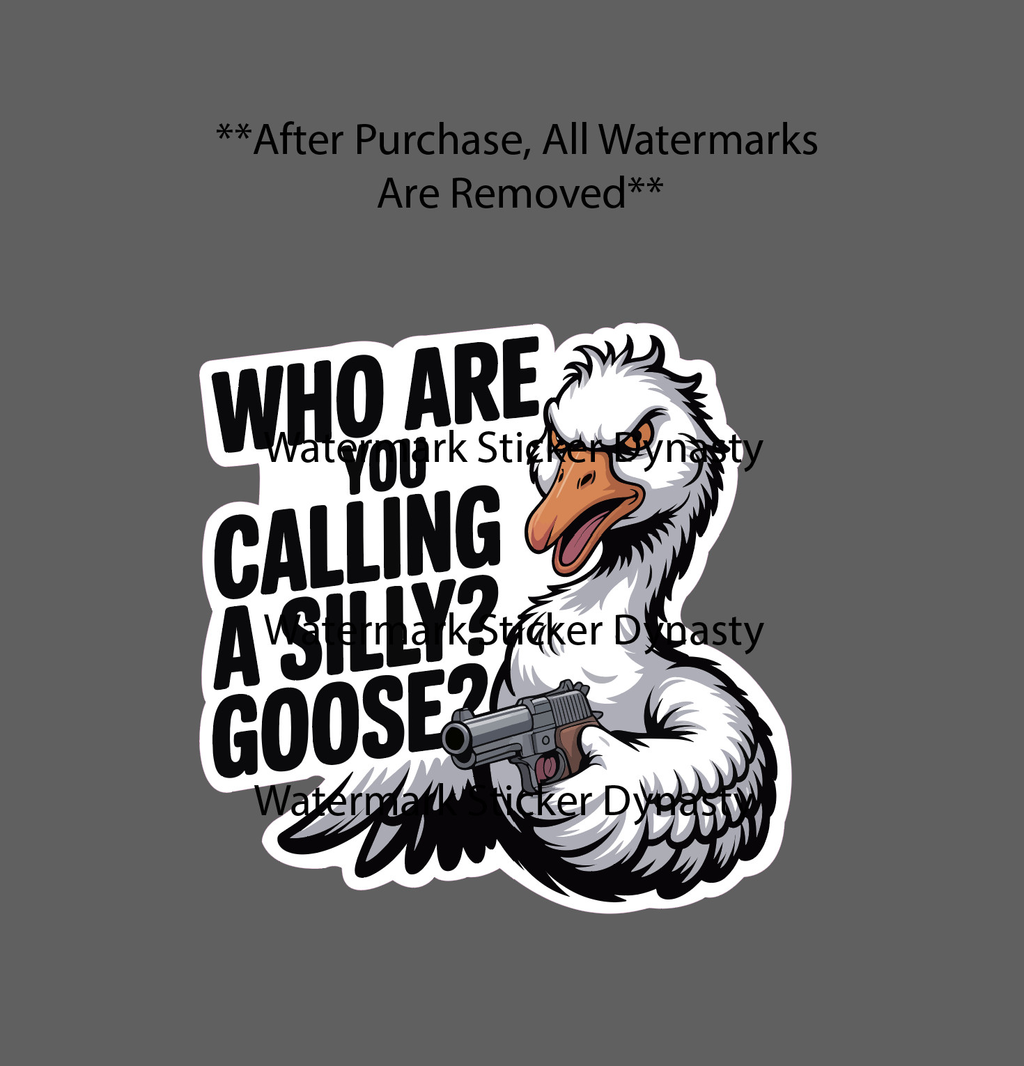 Silly Goose Sticker Waterproof Decal Violence Angry Funny Humor Animal Gift NEW