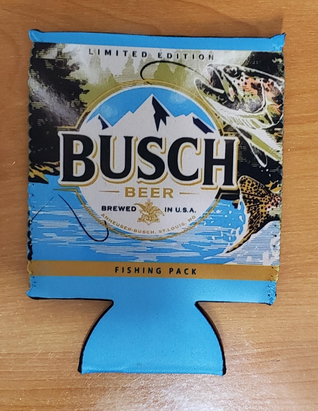 One busch light Beer pop soda can koozie river camping kayaking fishing trout