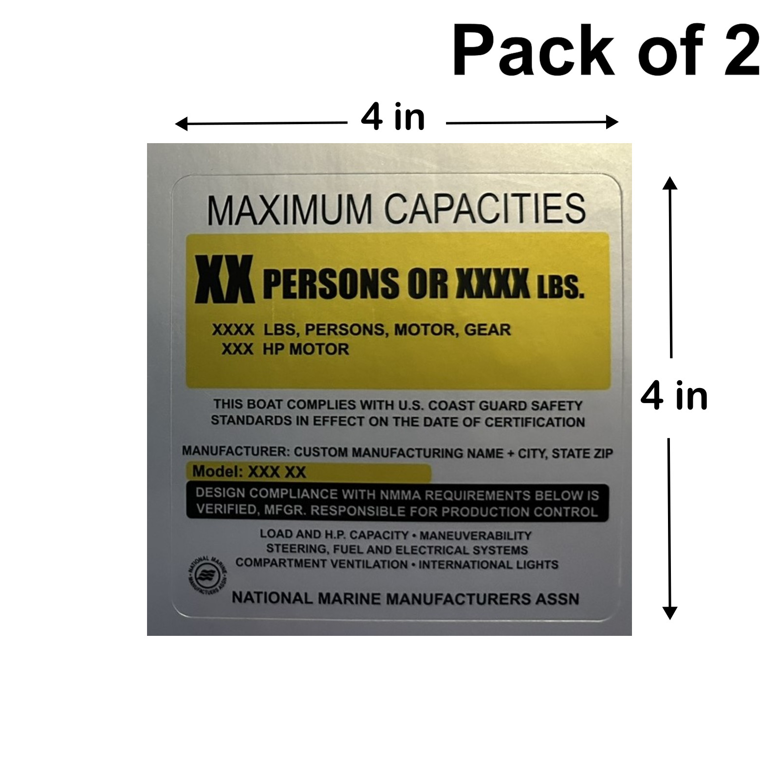 Custom Boat Capacity Sticker – Special Order