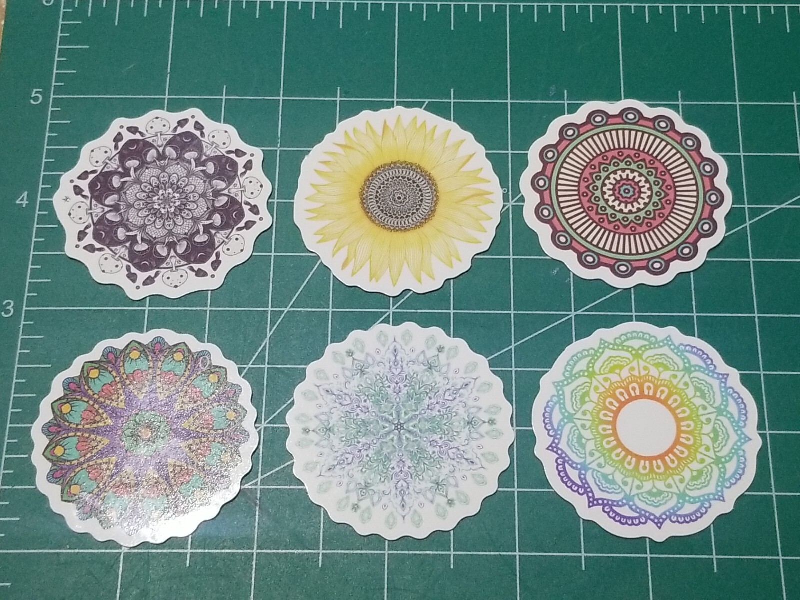 Set Of 6 Mandala Vinyl Decal Stickers Waterproof. 1 3/4" Round. Lot 1