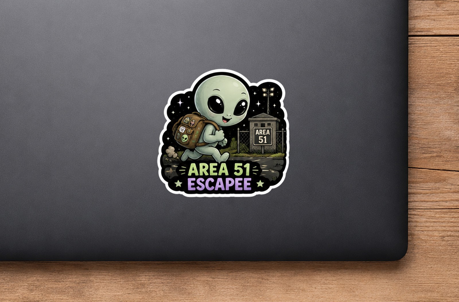 Alien Vinyl Decal Sticker UFO Space Sci Fi Laptop Window Binder Locker Cute