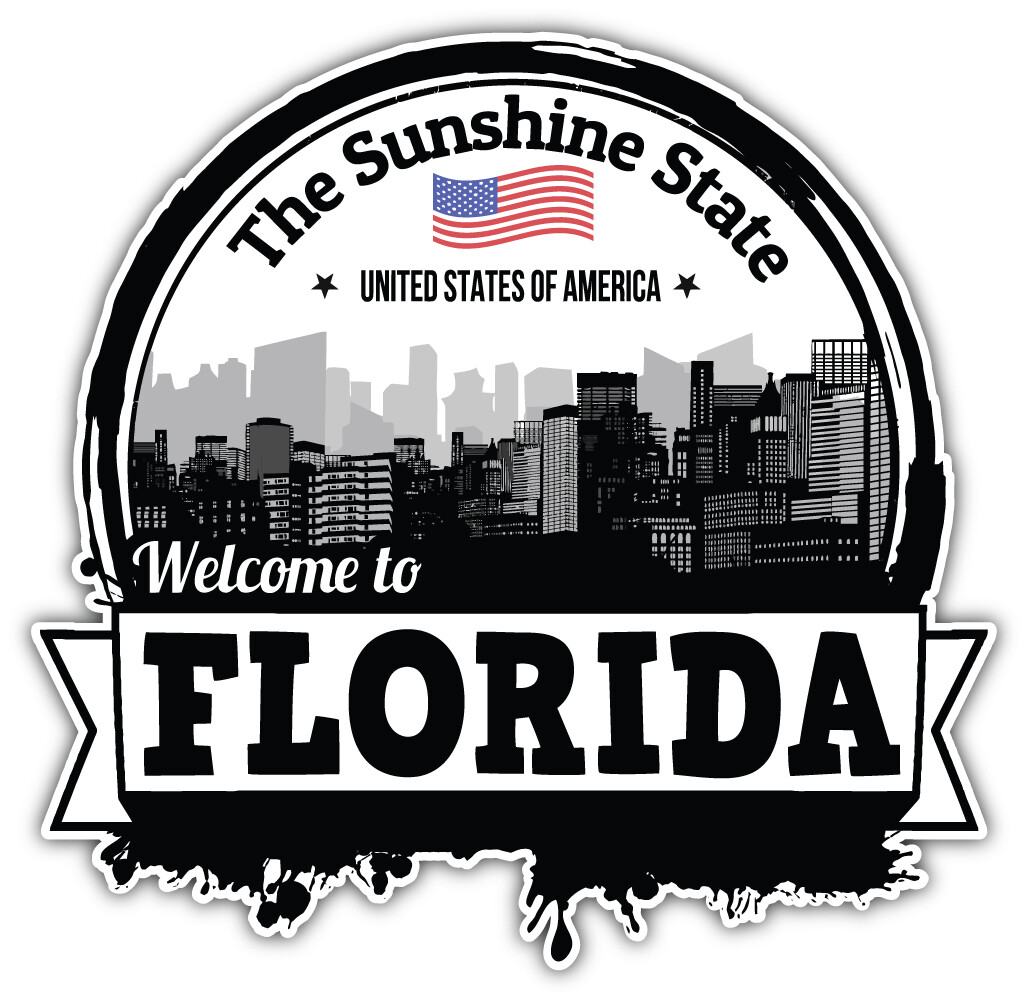 Florida USA State Grunge Welcome Badge Car Bumper Sticker Decal "SIZES"