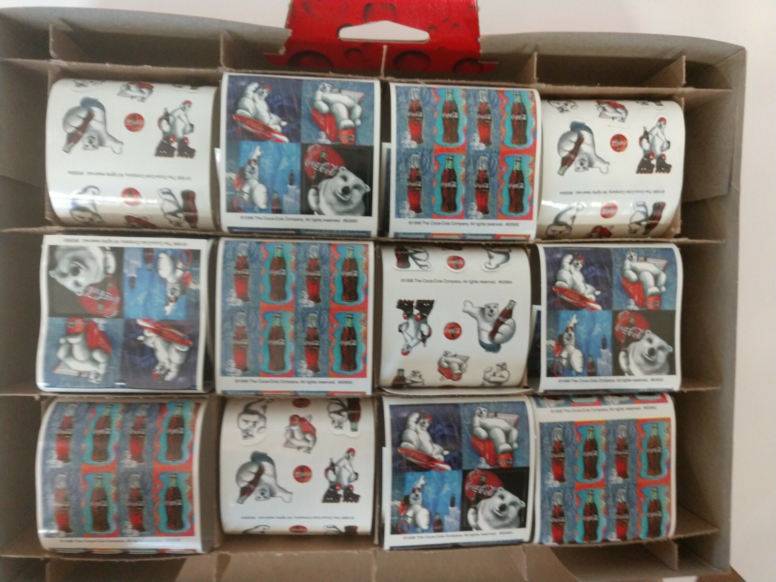 Vintage Coca Cola 400 Sticker Collection Box Set Polar Bear Retro Coke TV Ad 90s