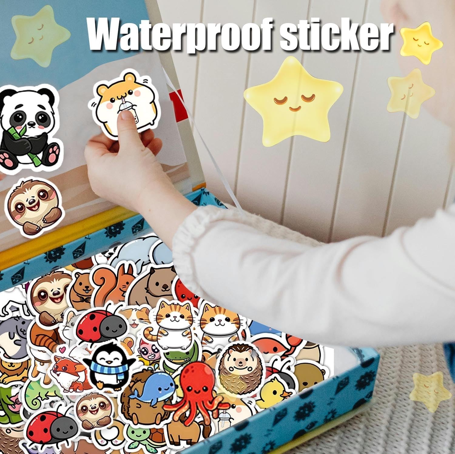 100 PCS Water Bottle Stickers for Kids, Cute Vinyl Aesthetic Waterproof Stick…