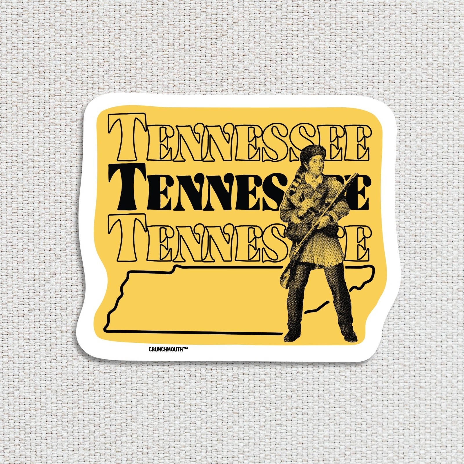 Tennessee Travel Luggage Sticker, Davy Crockett Decal for Laptop, Water Bottle
