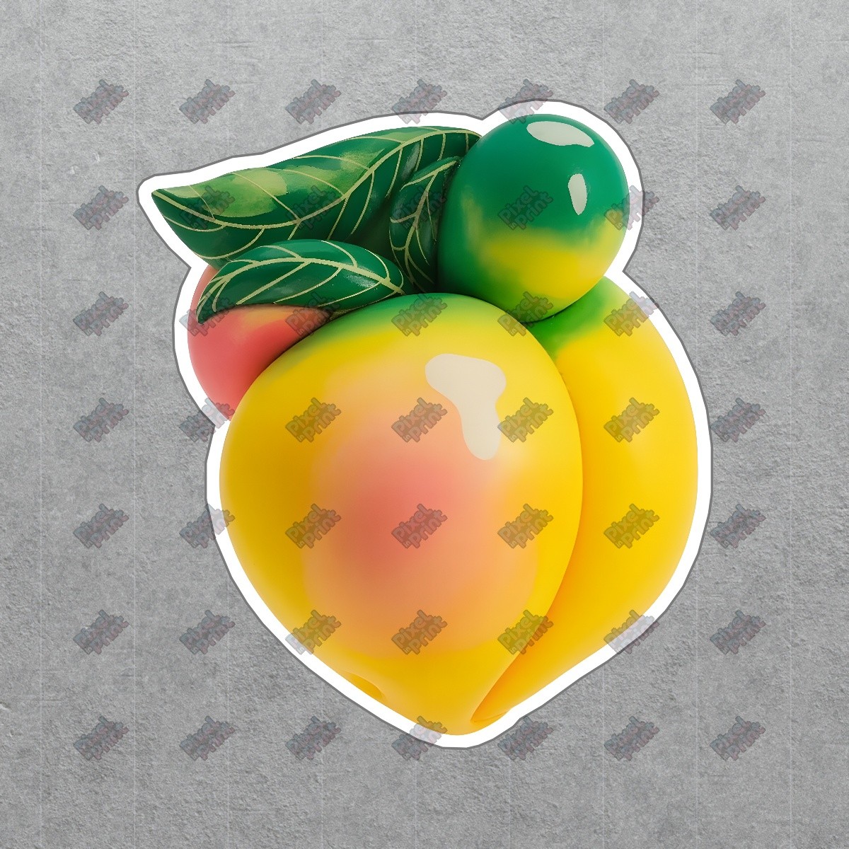 Whimsical Peach Sign Vibrant Yellow & Pink Cartoon Fruit Decor #8393