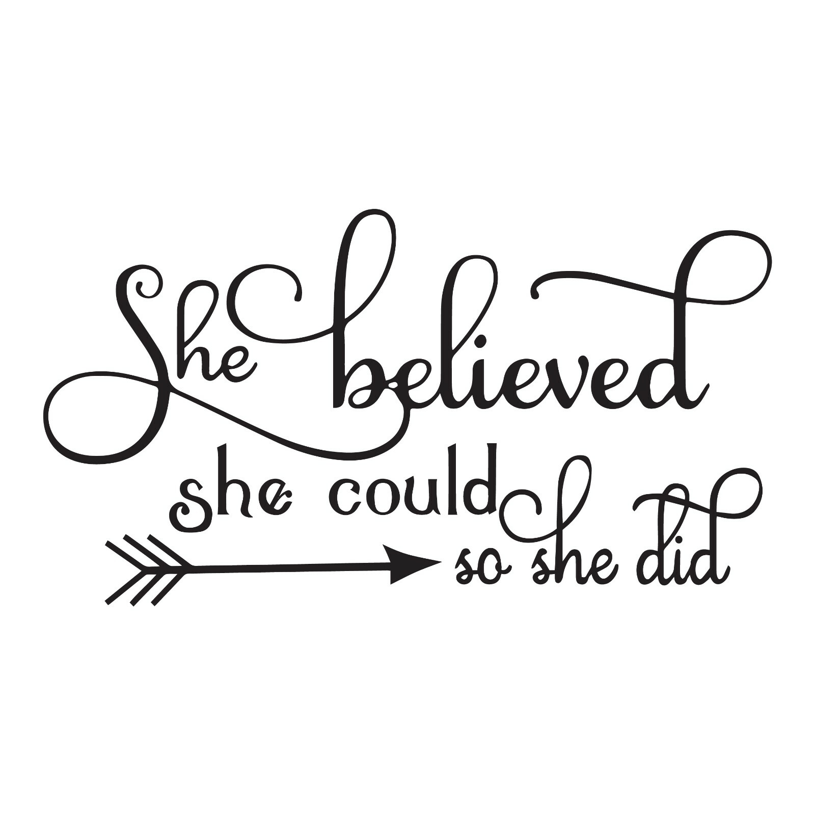 Wall Decal Girl Motivation Inspiration Quote Believed Interior Vinyl Black gz555