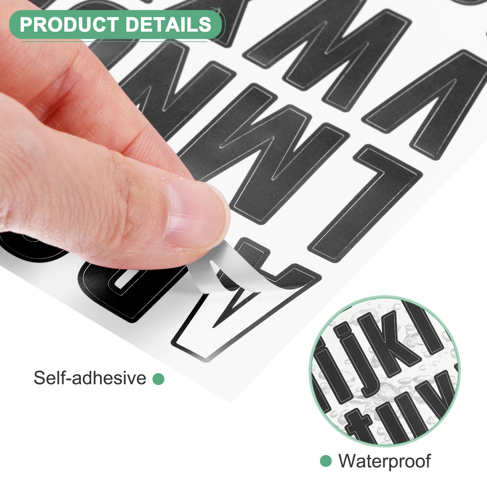 6-Sheets Letter Stickers, 1" Vinyl Alphabet Sticker[486 Pieces, Black]