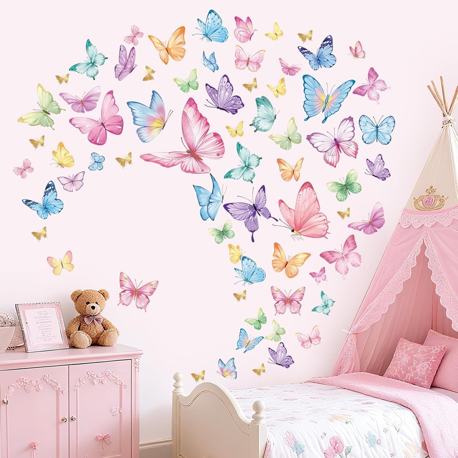 Watercolor Butterfly Wall Stickers Large Colorful Butterflies Peel and Stick …
