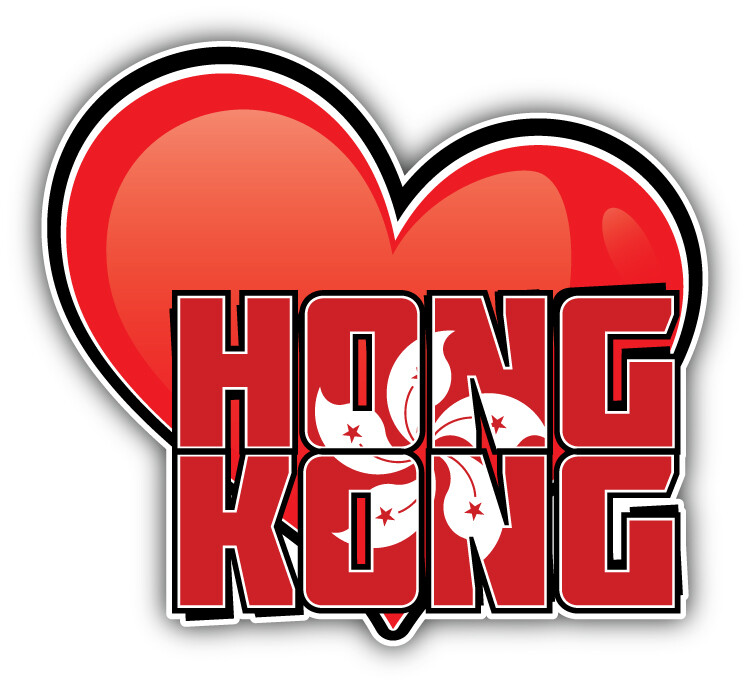 Hong Kong Art Heart Flag Travel Slogan Car Bumper Sticker Decal