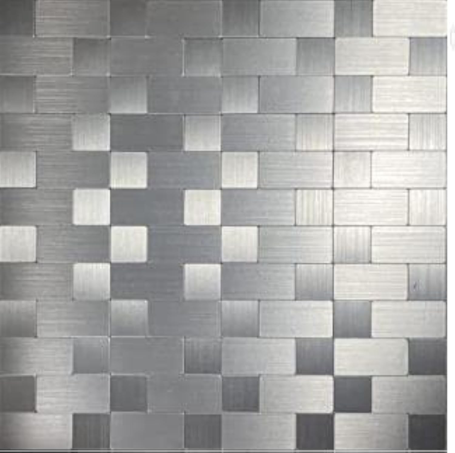 XUANINY Peel and Stick Metal 10 sheets, Square +Rectangle Stainless Steel