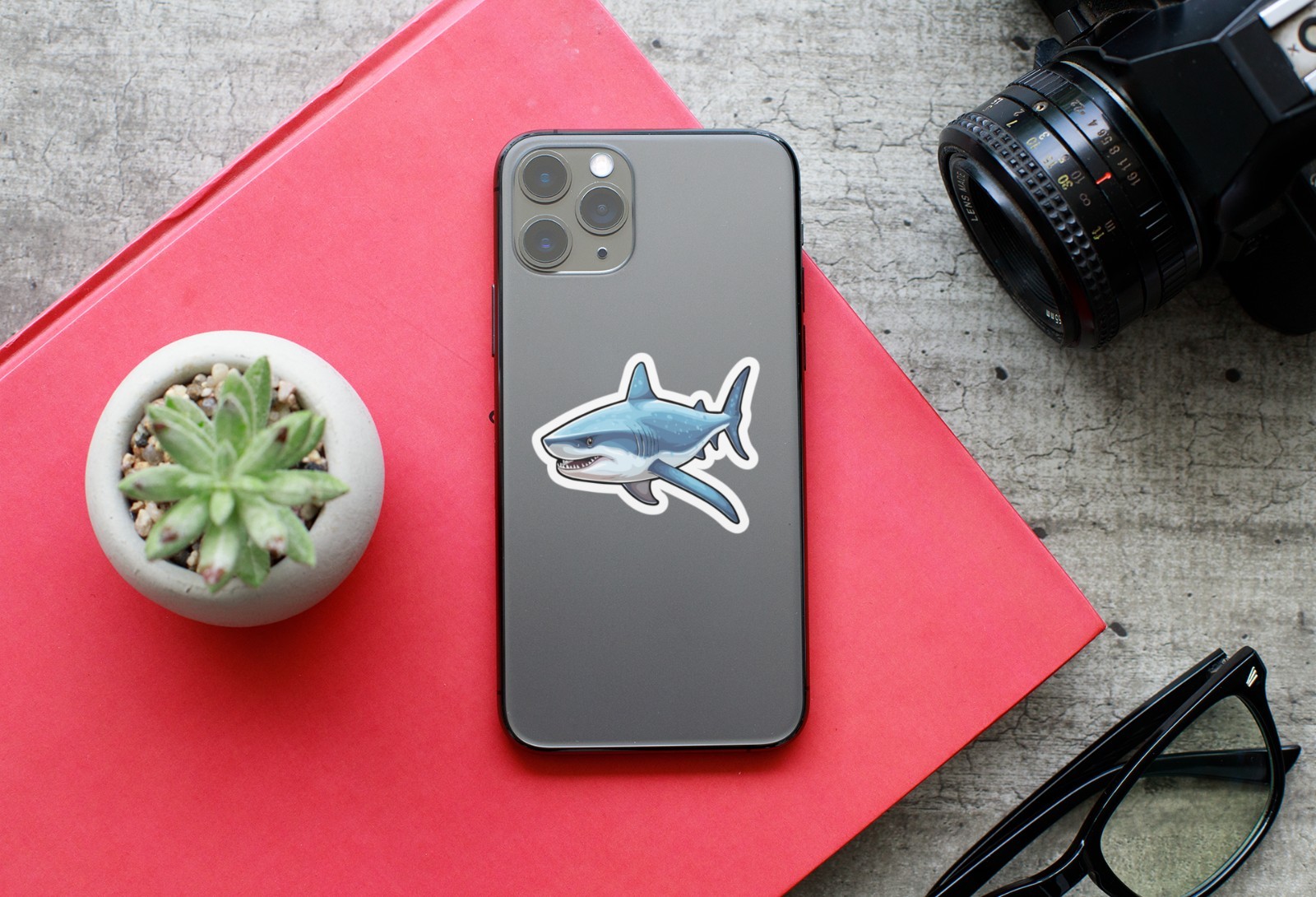Great White Shark (2 Stickers) 3.5in, Waterproof, Glossy Finish Vinyl.