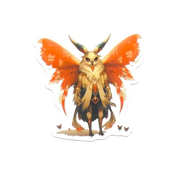 Fantasy Moth Creature Vinyl Sticker Orange Fairy Insect Journal Laptop Craft